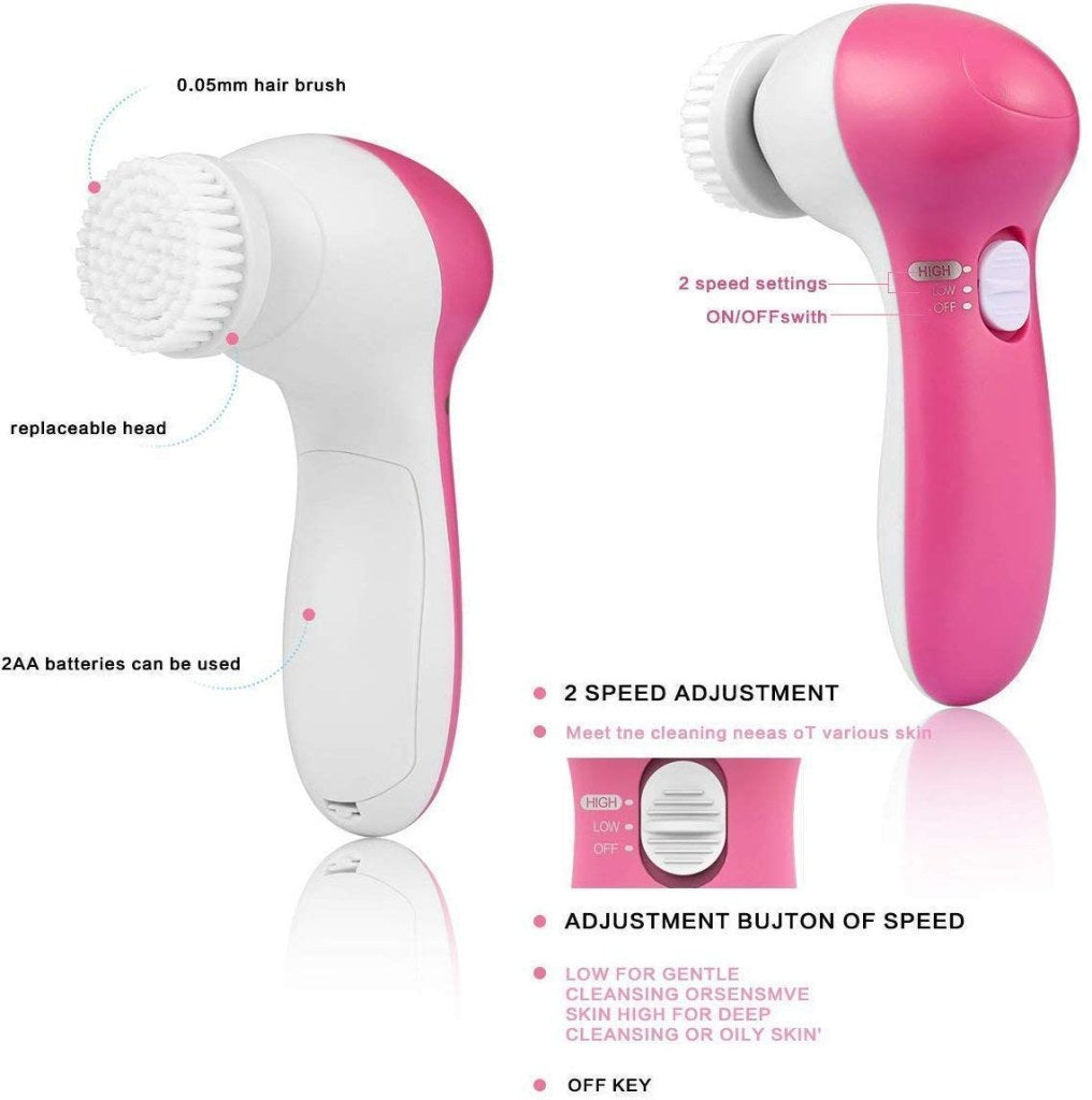 5 in 1 Face Massager for Women – Electric Facial Cleanser & Glow Booster