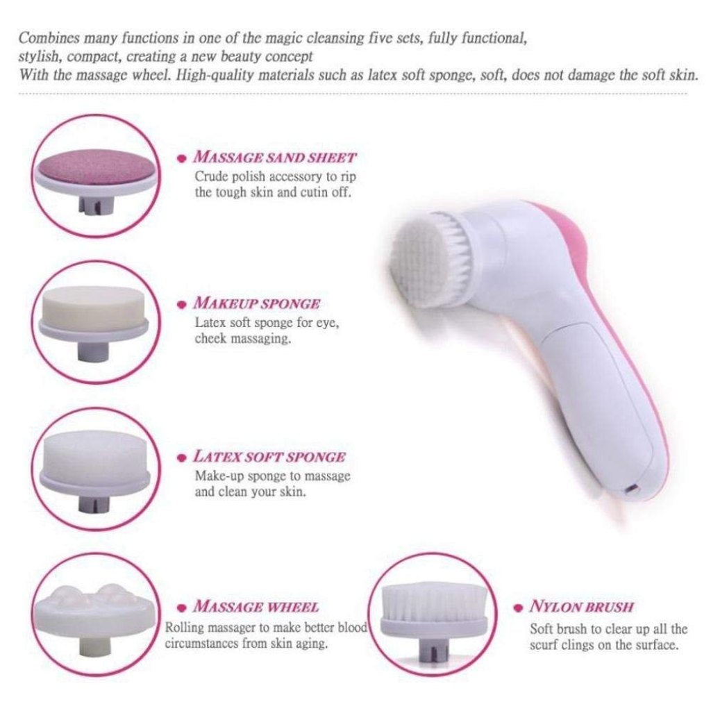 5 in 1 Face Massager for Women – Electric Facial Cleanser & Glow Booster
