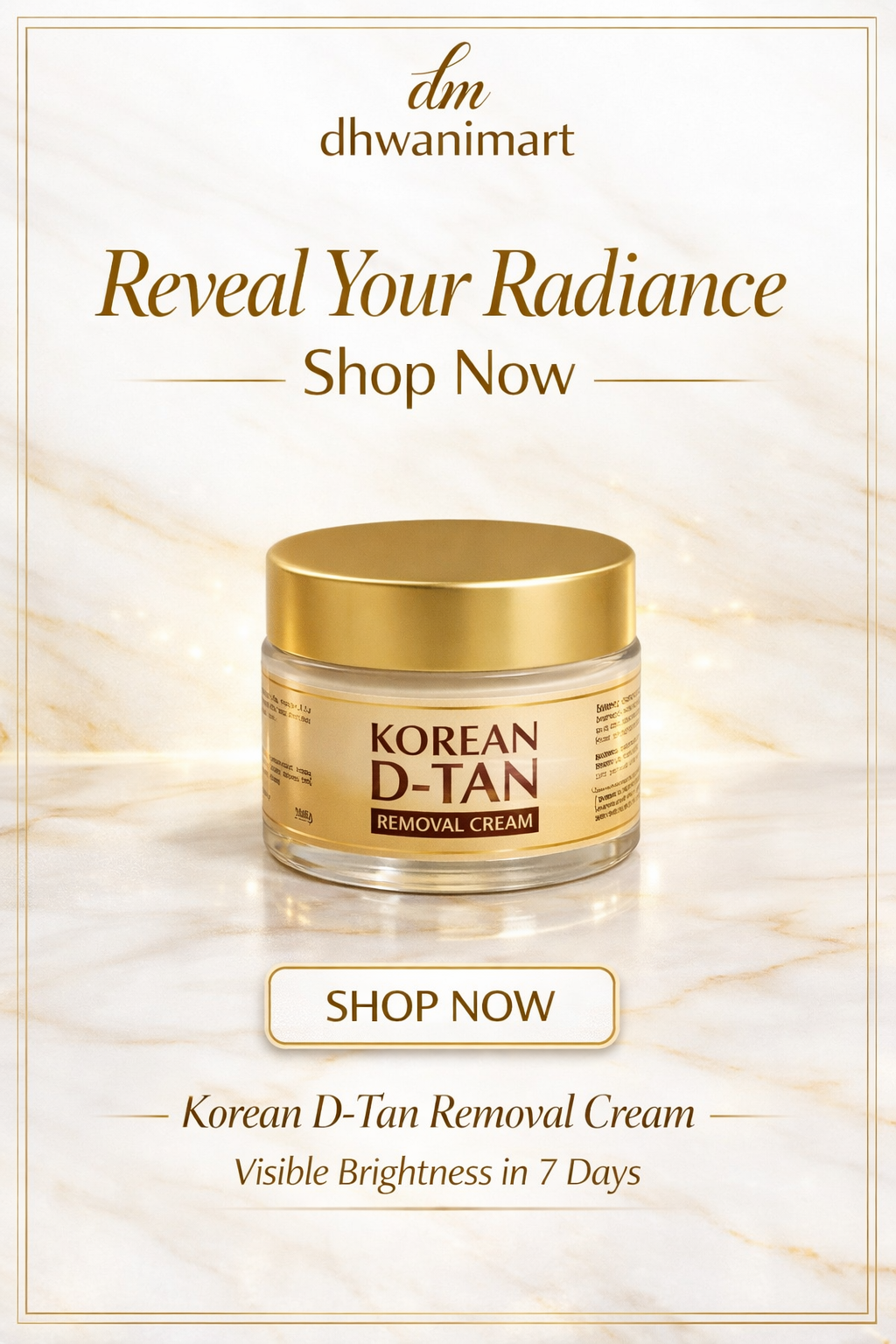 Korean D-Tan Removal Face Cream | Brightening & Glow Boost