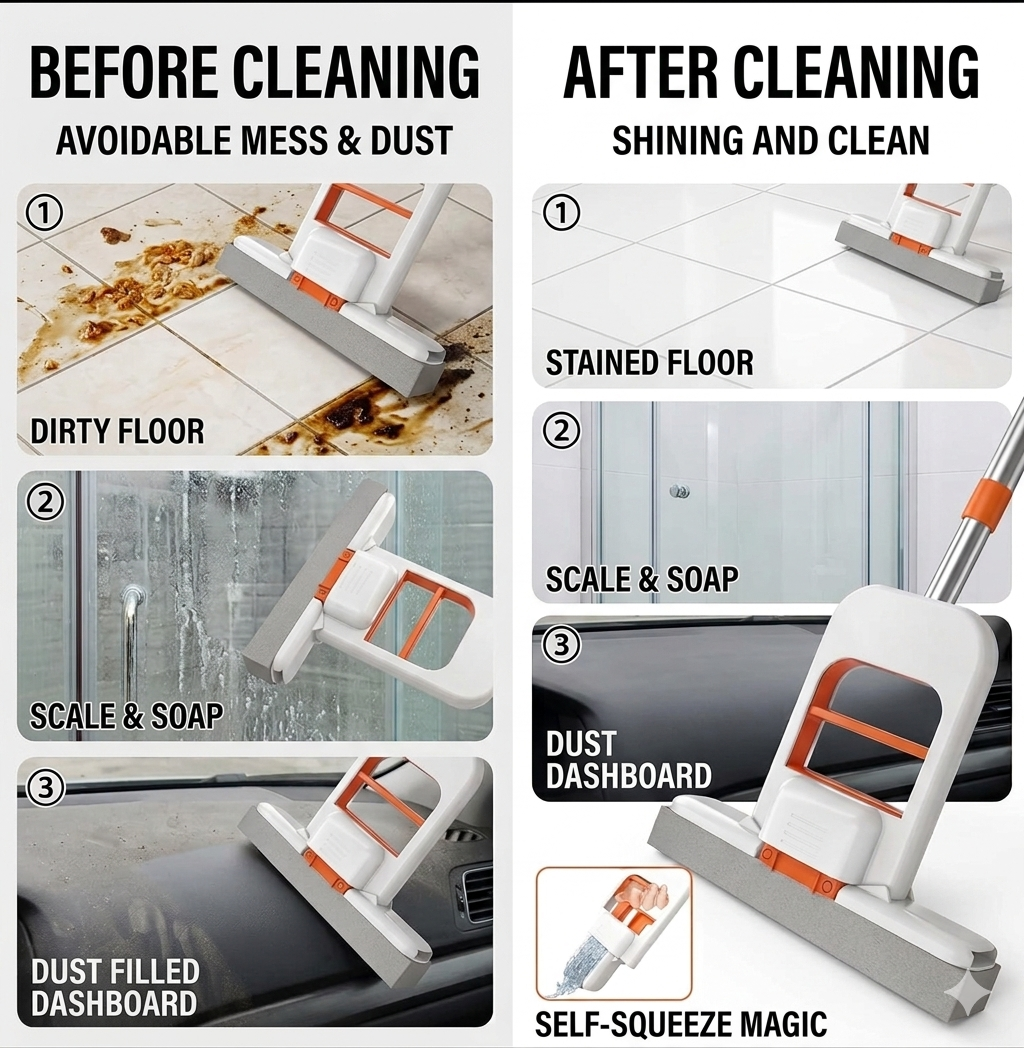 Mini Foldable Sponge Mop – Buy 1 Get 1 Free | Portable Wet & Dry Cleaning