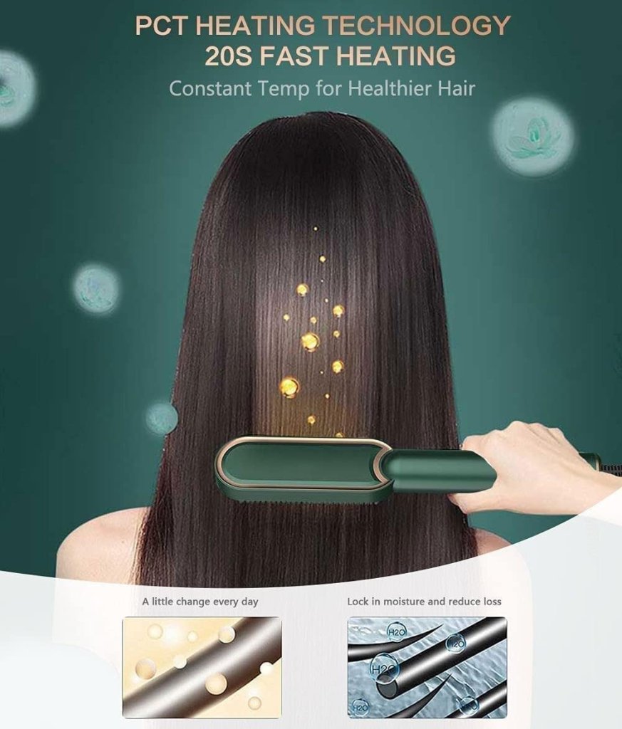 Professional Hair Straightener Brush — 20 Sec Fast Heat, Anti-Scald, Travel Ready