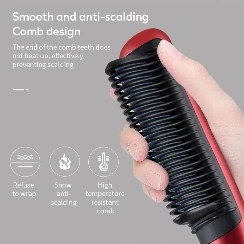 Professional Hair Straightener Brush — 20 Sec Fast Heat, Anti-Scald, Travel Ready